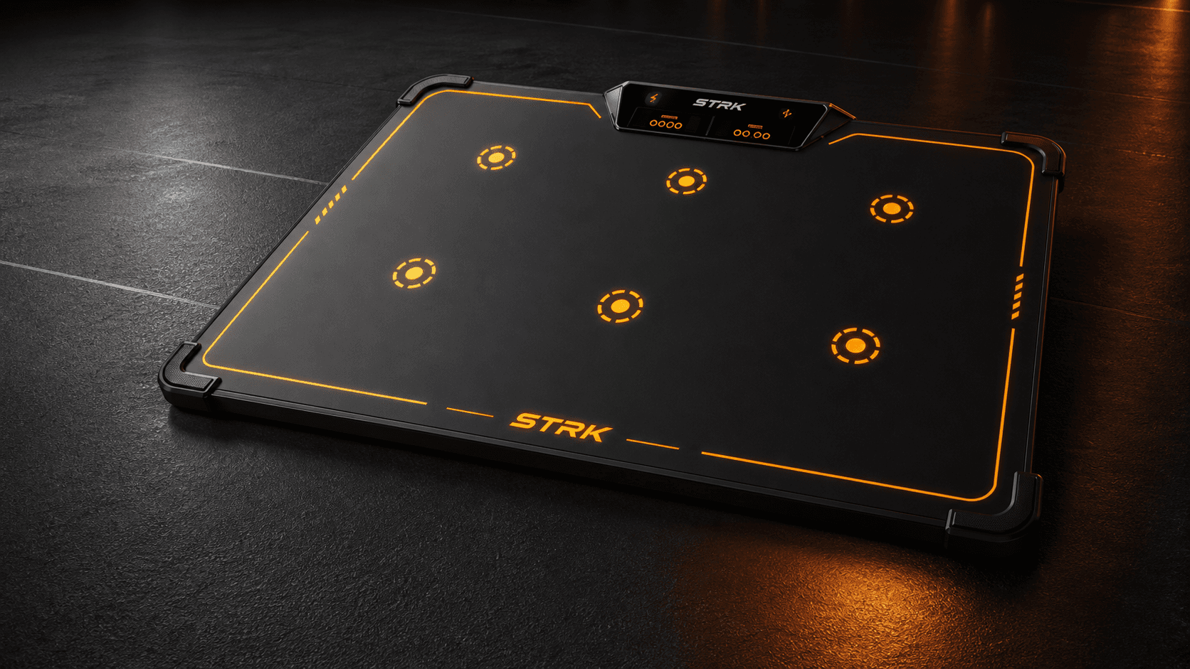 Premium STRK reaction mat with six glowing RFID target zones