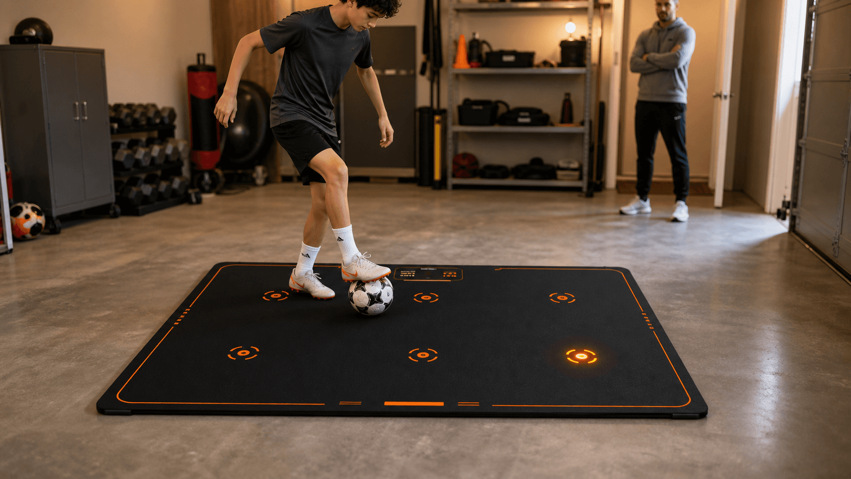 Home soccer training setup using the STRK smart football mat