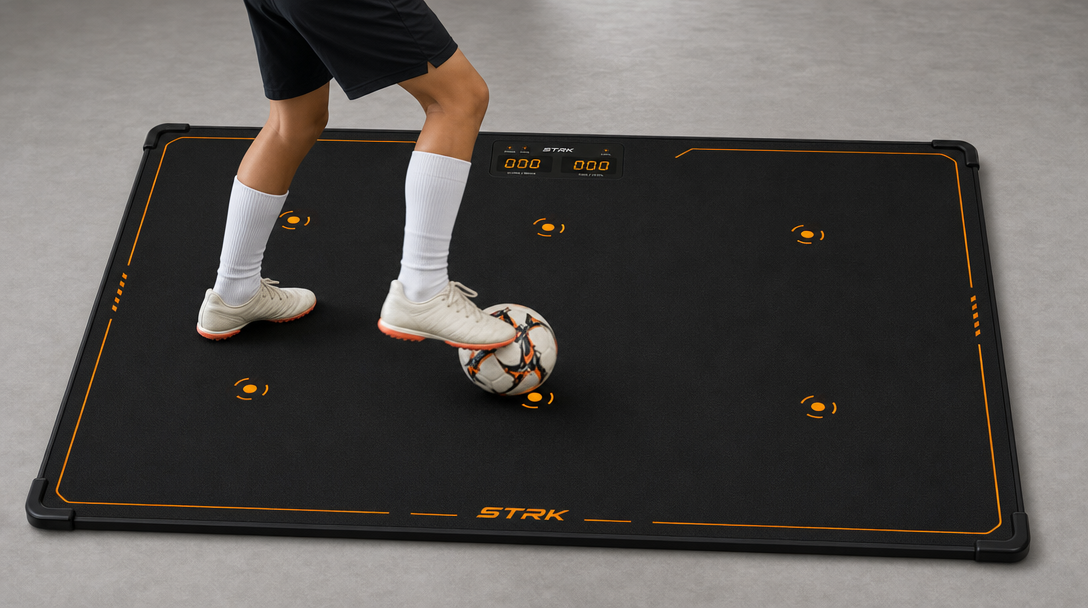 Reaction Step youth football training case on the STRK mat